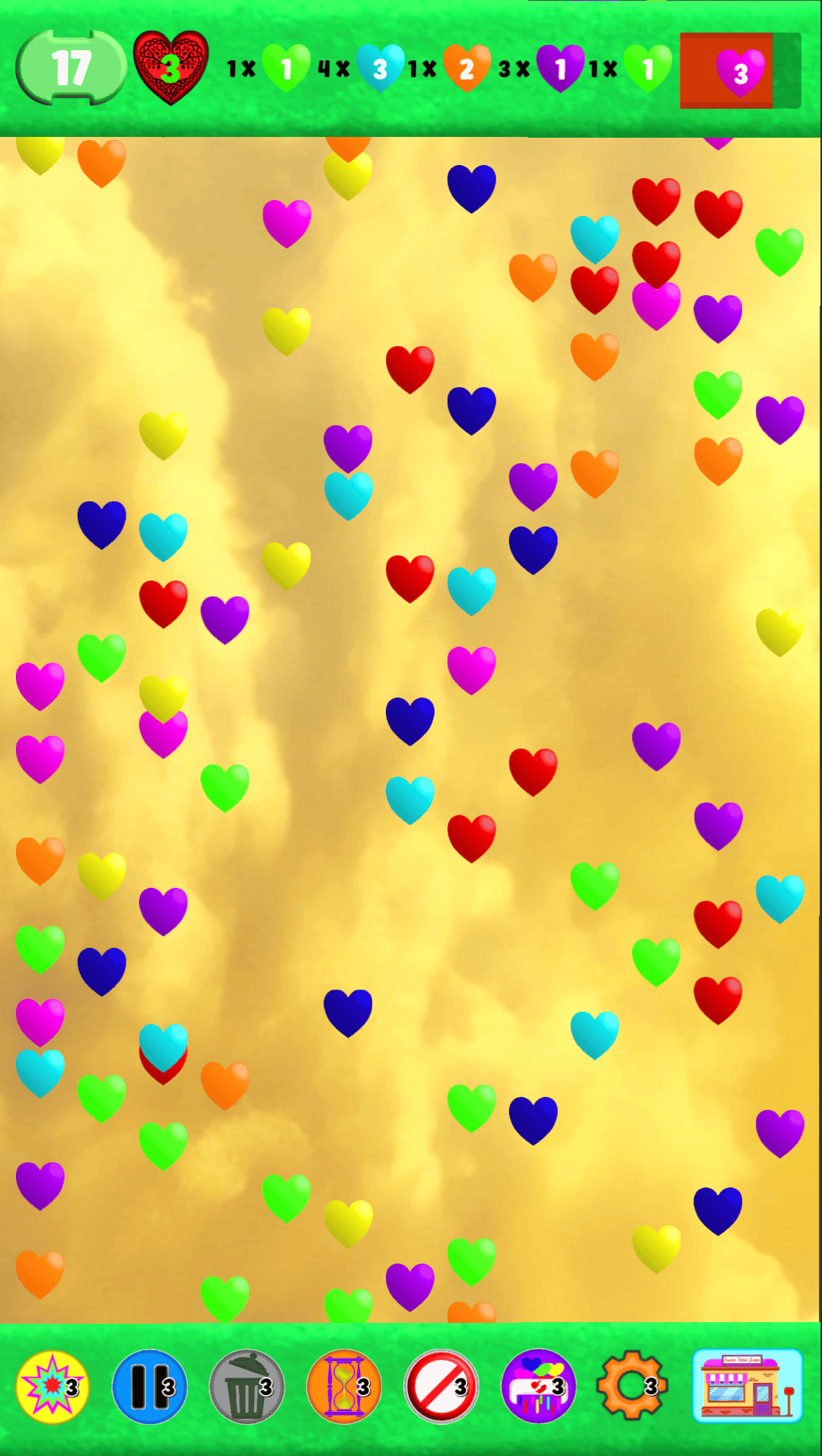 Hearts floating down – live gameplay